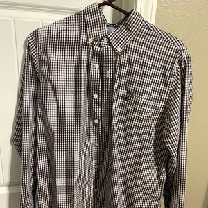 Navy Blue and Burgundy Patterned Dress Shirt